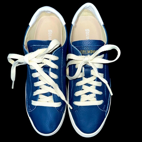 LADIES SOLUDOS NAVY BLUE SNEAKERS - Picture 1 of 9